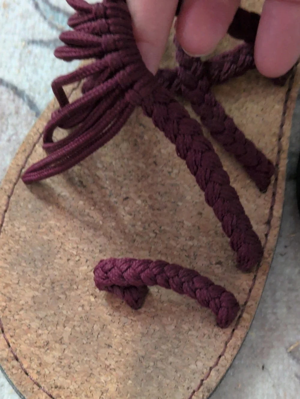 Bokyna Braided Tassel Sand Sandals in Burgundy In Size 40 (Size 9-9.5)